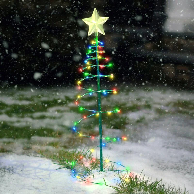 Solar Christmas Tree Light | LED Iron Art Ornament | Waterproof & Auto-Controlled | Warm White & Multicolor