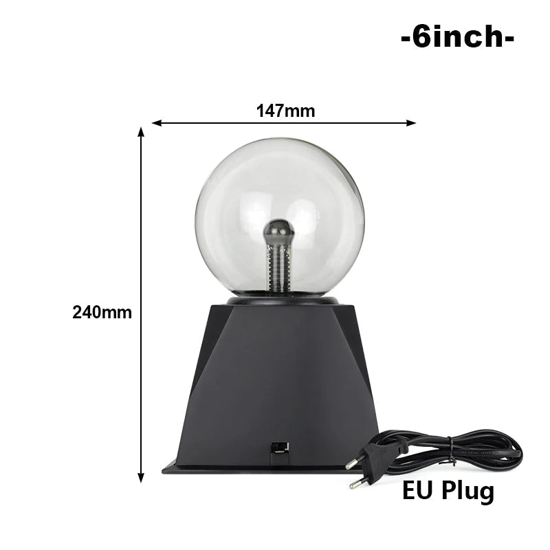 Touch-Activated LED Plasma Ball Lamp with Sound Control – 220V EU Plug, 10-20 cm, Decorative & Party Light