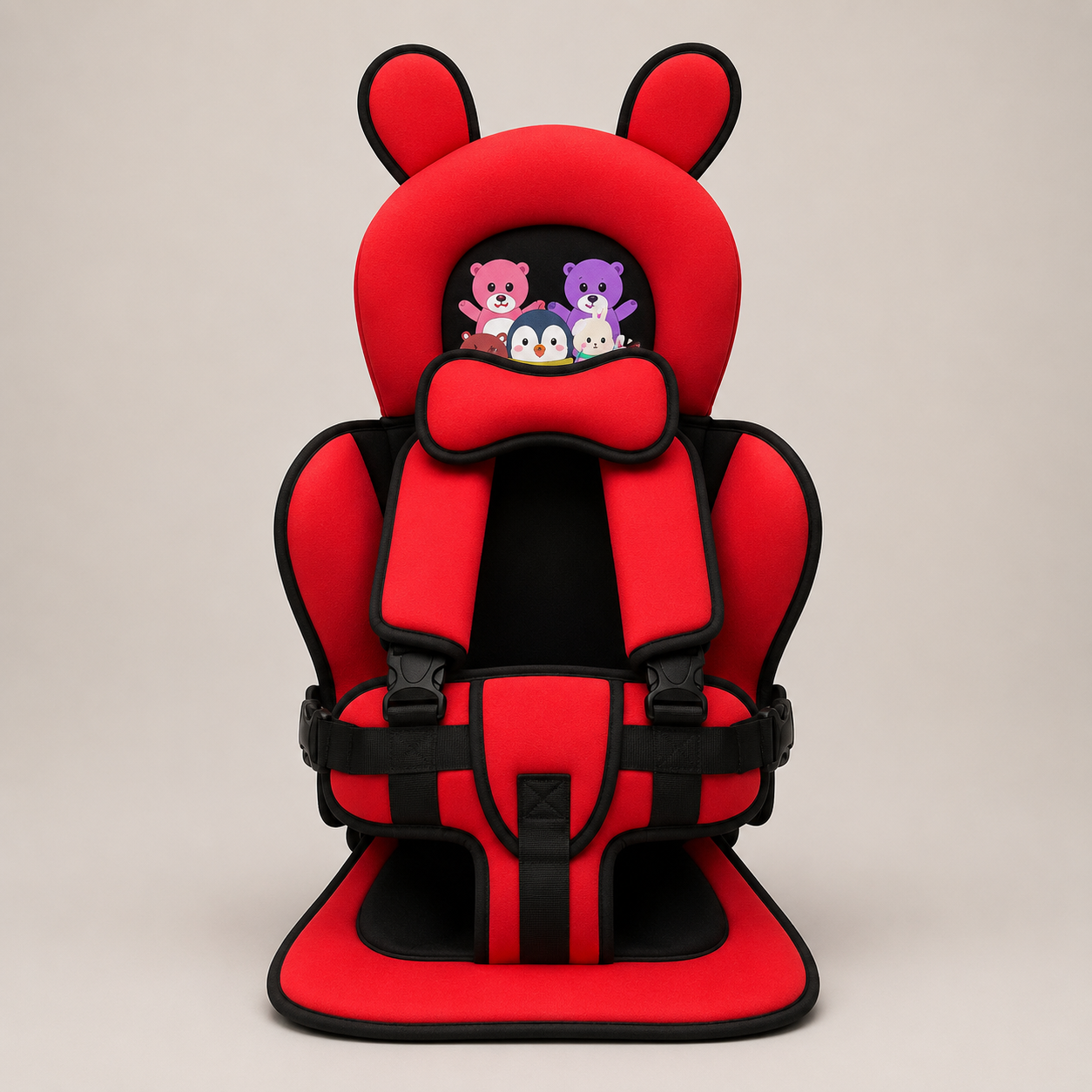 Toddler Car Seat Headrest Cushion Featuring Bear Pattern