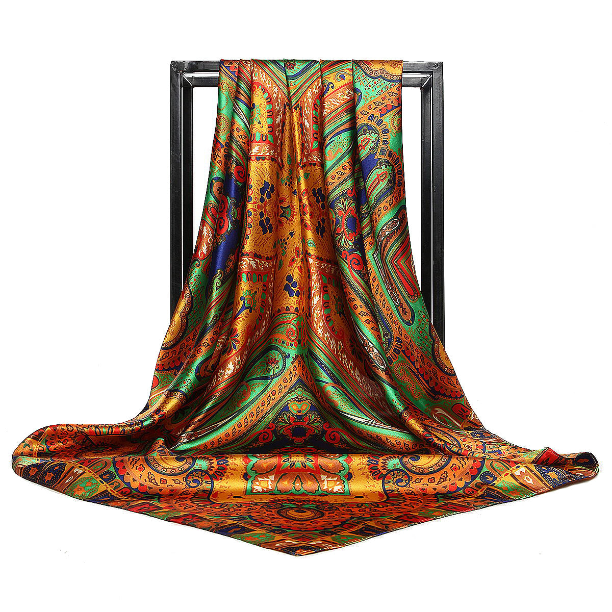 Large Square Simulation Silk Scarf – Versatile Fashion Accessory