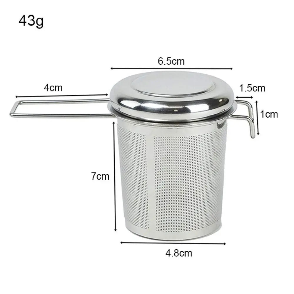 Collapsible Stainless Steel Tea Infuser with Lid and Dual Handles - 9.5x4.8x9.5 cm