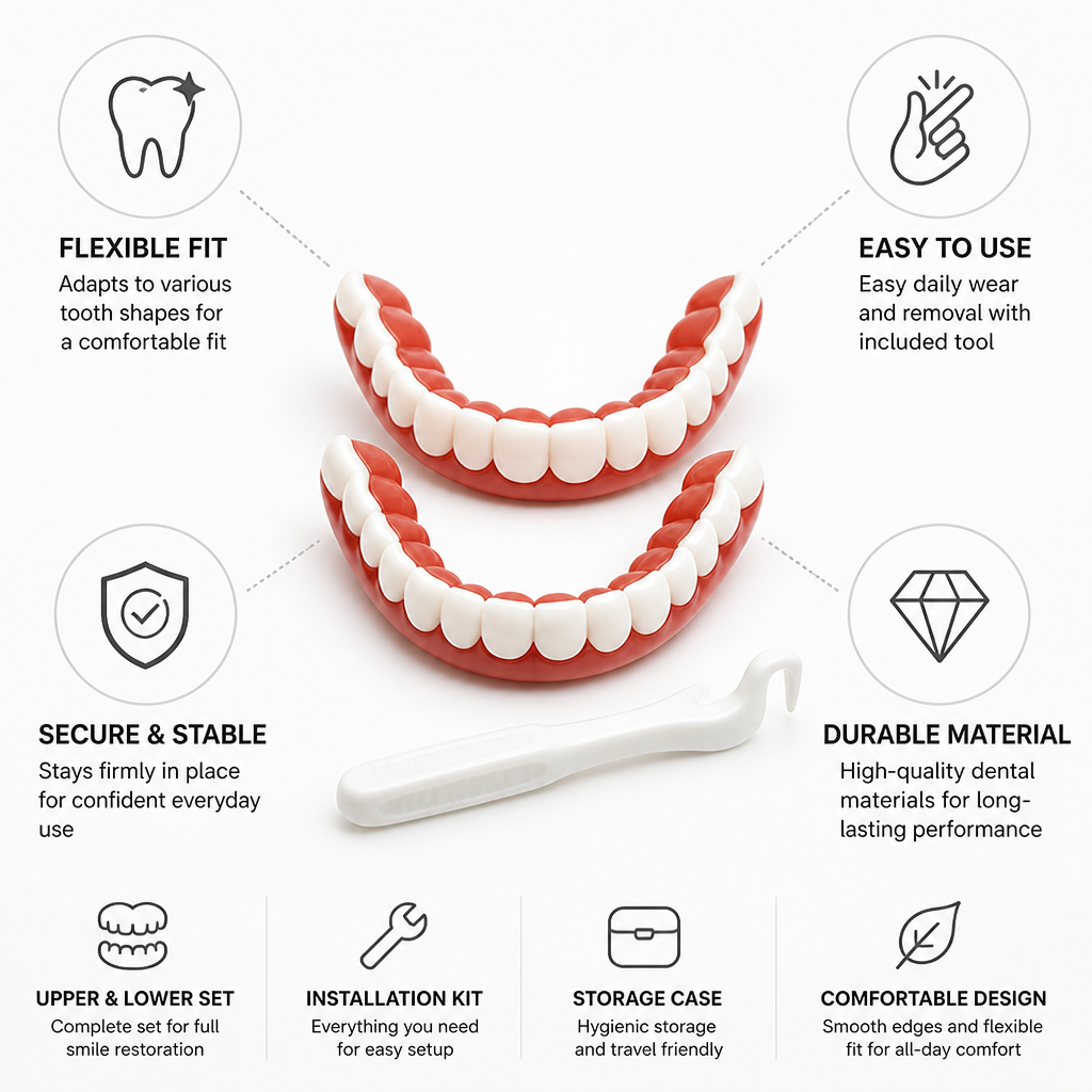 ComfortFlex Dental Replacement Set for Upper & Lower Teeth