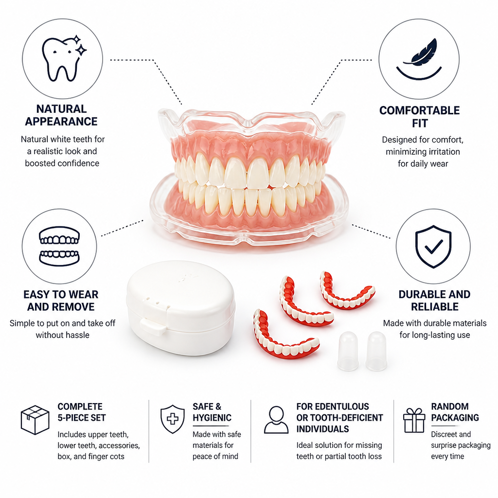 Natural-Look Comfort Denture Set for Effortless Wear