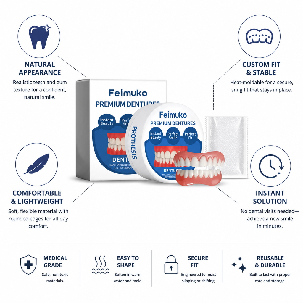 Custom-Fit Silicone Denture Set for a Natural Smile