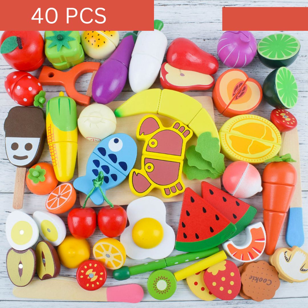 Wooden Cutting Play Set for Kids - Montessori Inspired