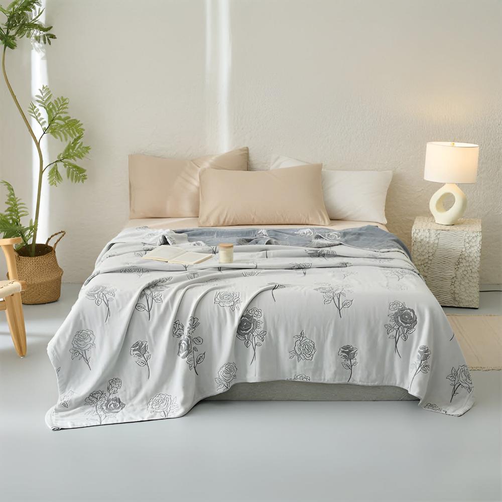 Breezy Blossom Organic Cotton Throw Blanket