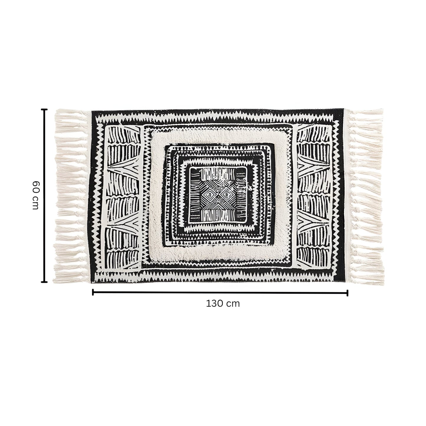 Chic Geometric Floor Rug with Tassel Accents