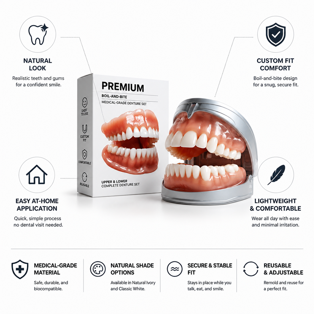 Customizable Comfort Denture Set for Natural Smiles