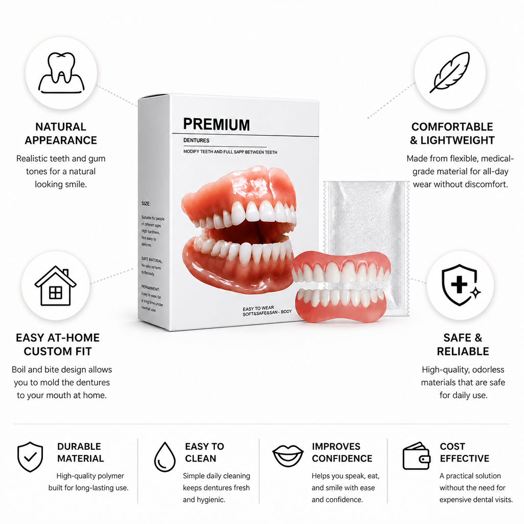 Customizable Comfort Denture Set for Natural Smiles