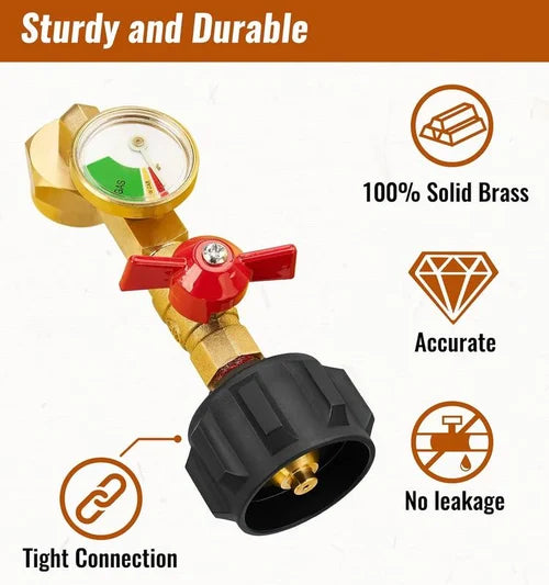 Gas Flow Monitor with Pressure Gauge | Reliable Gas Supply for Grilling & Camping