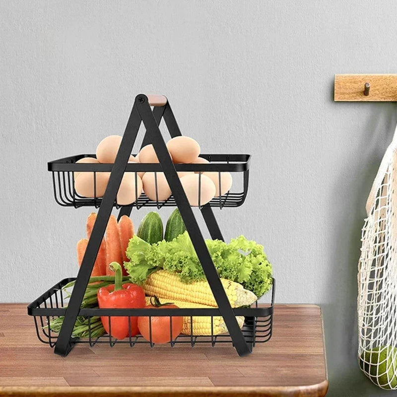Elegant 2-Tier Iron Fruit Display Stand