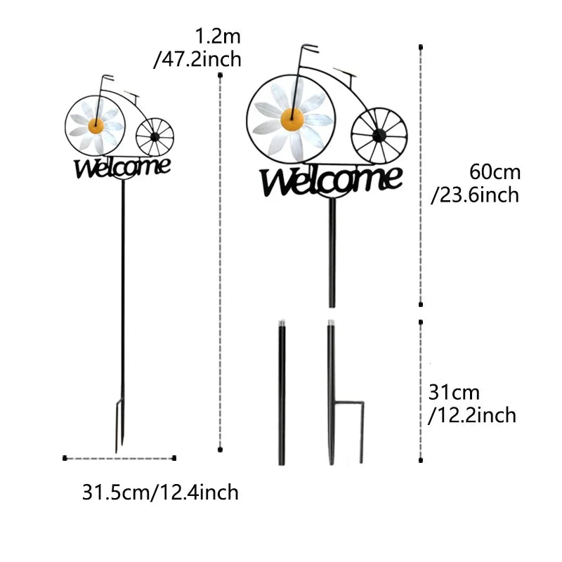 Garden Daisy Wind Spinner | Metal Structure | Weather Resistant | Lawn & Garden Decoration