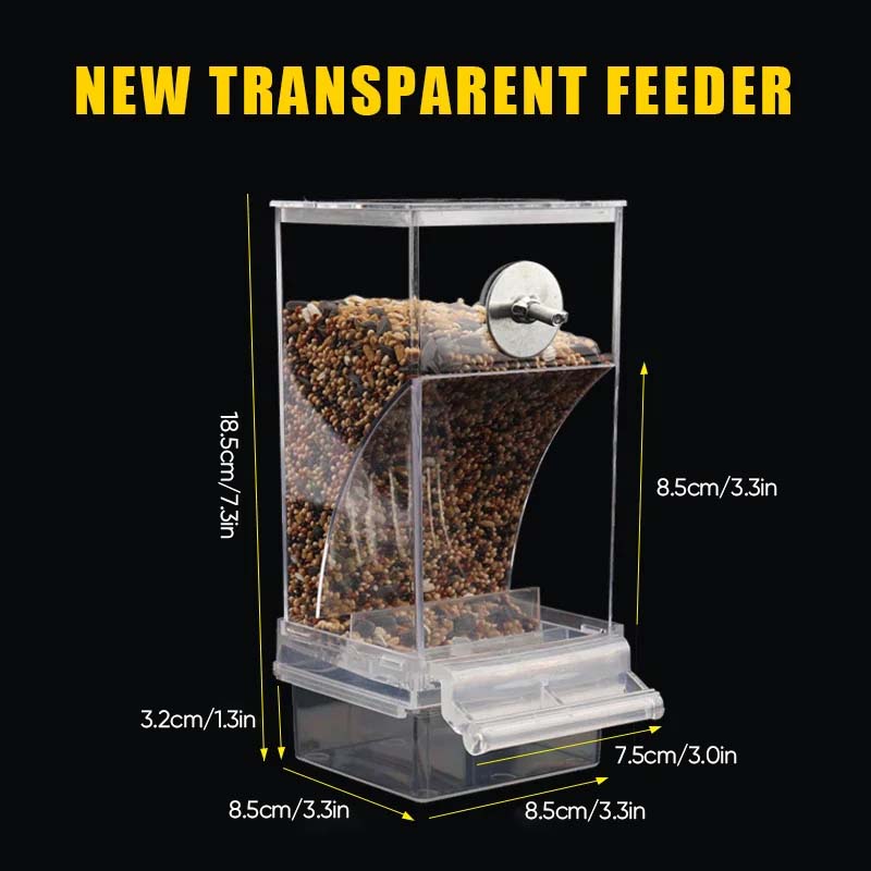 Transparent Bird Feeder with Automatic Overflow Protection