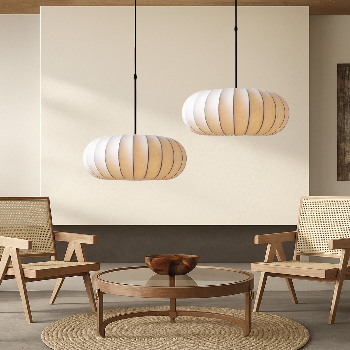 Silk Pendant Ceiling Lamp – Stylish Fabric Shade for Living Room & Bedroom