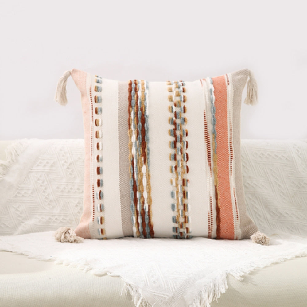 Reversible Cozy Stripe Cushion Covers with Tassels