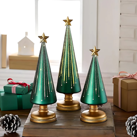 Radiant Glass LED Holiday Trees Set