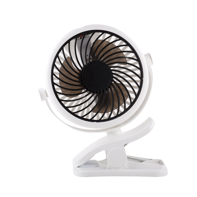 360° Rotating Battery-Powered USB Clamp Fan – Portable Design