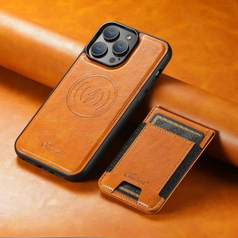 Leather Phone Case with Card Holder and Stand – Compatible with iPhone