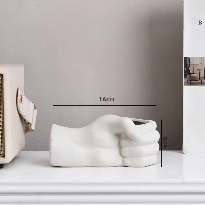 Ceramic Flower Vase with Artistic Hand Gesture Design