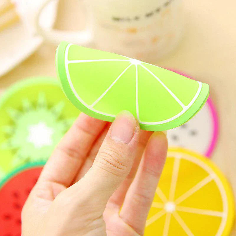 Set of 6 Vibrant Fruit-Themed Silicone Coasters