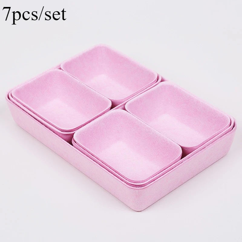 Felt Storage Boxes Set of 7 | Versatile Organizer for Office & Desk