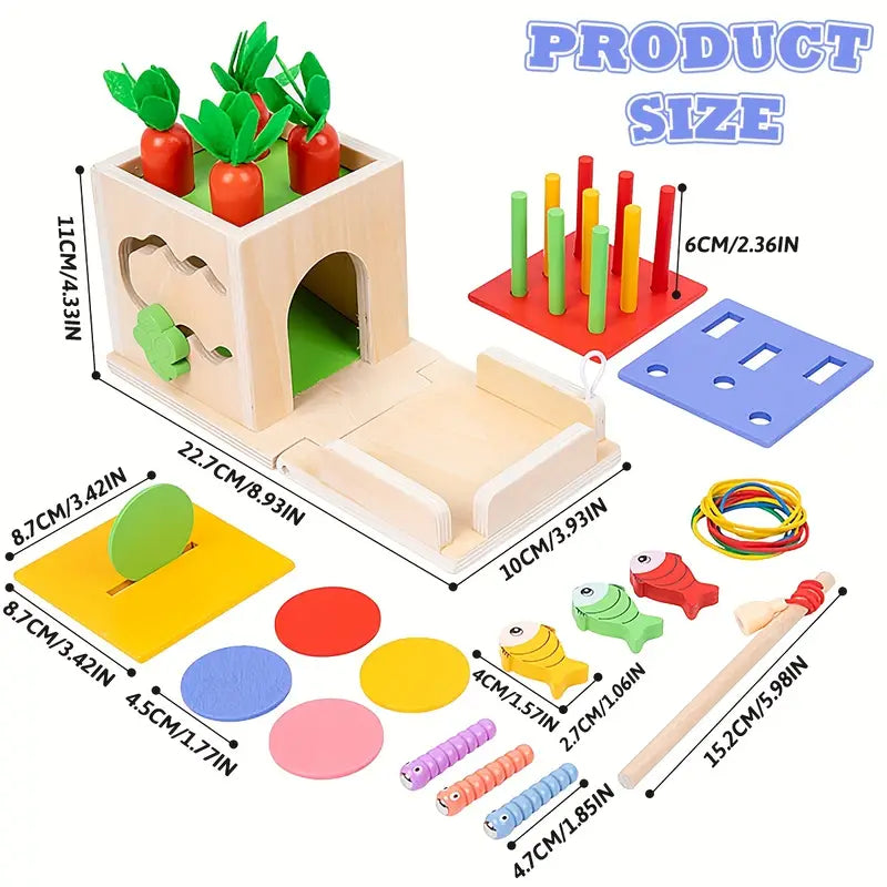 8-in-1 Wooden Montessori Play Box – Educational Toy for Infants