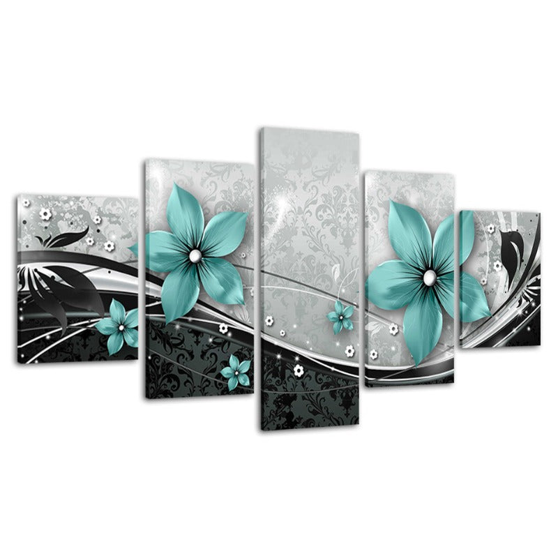 Vibrant Floral Canvas Art Set - 5 Panel Design