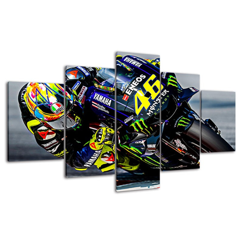 Dynamic Motorcycle Racing Canvas Art - 5 Panel Set