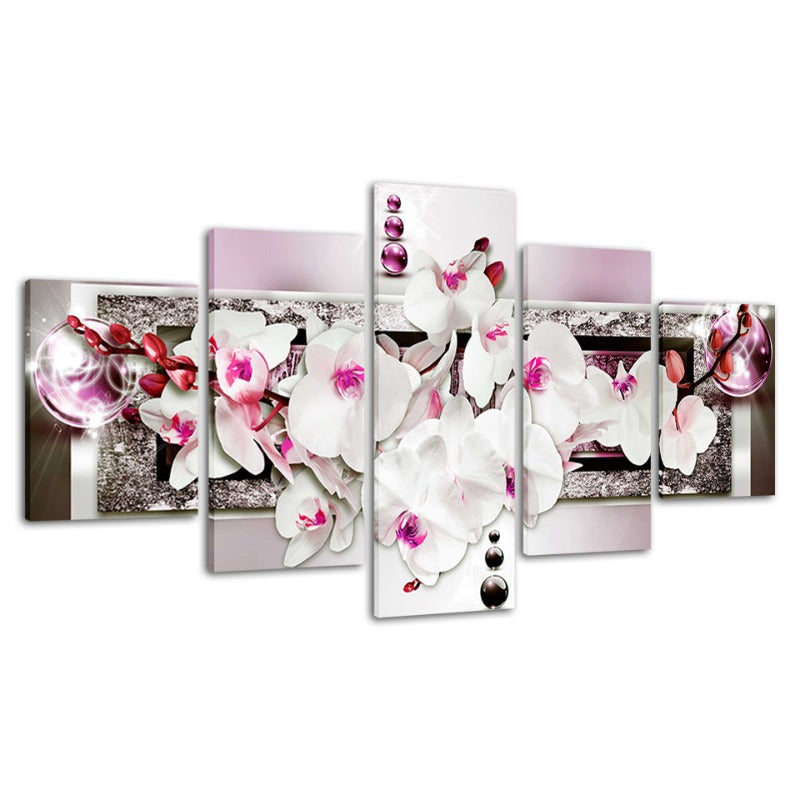 Vibrant 5-Panel Floral Canvas Art for Elegant Spaces