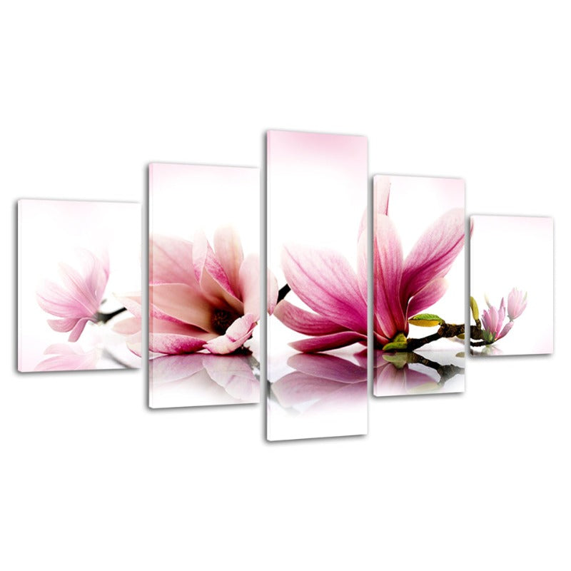 Stunning 5-Piece Floral Canvas Art Set in Soft Pink Tones