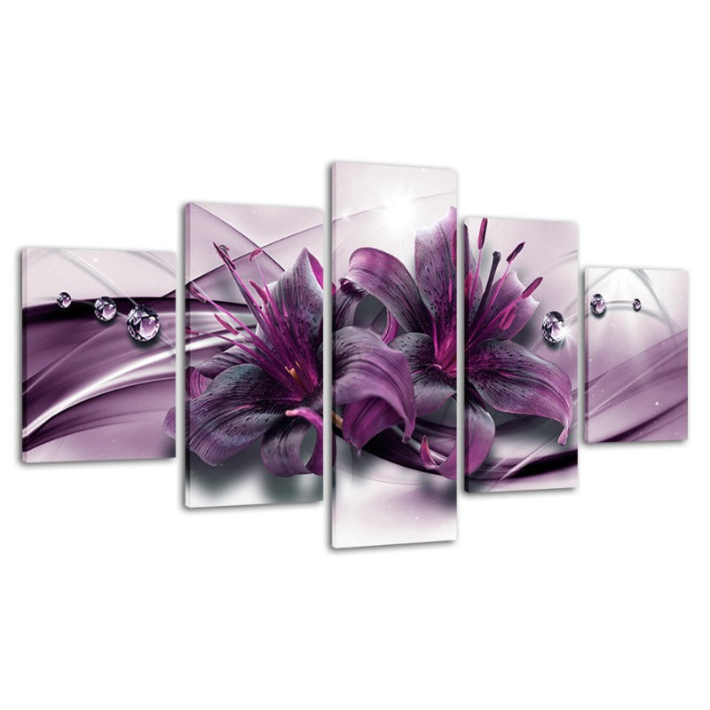 Vibrant Floral Canvas Art Set - 5 Piece Collection