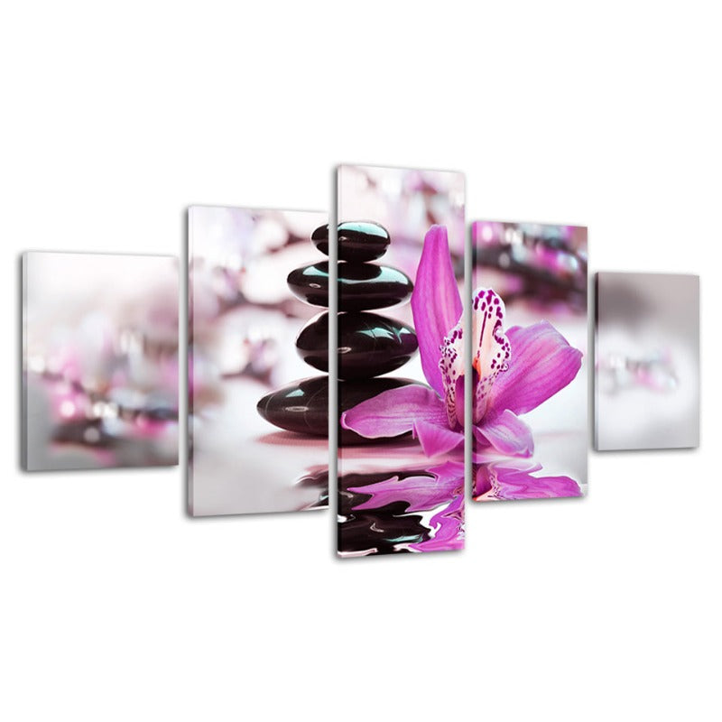 Stunning Five-Piece Canvas Art with Blooming Flower