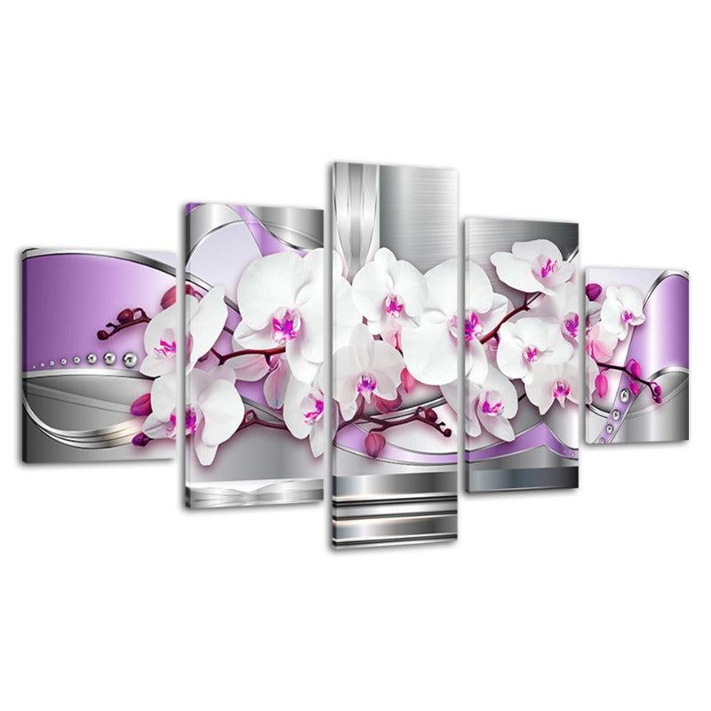 Vibrant Floral Canvas Art Set - 5 Pieces in Soft Pink