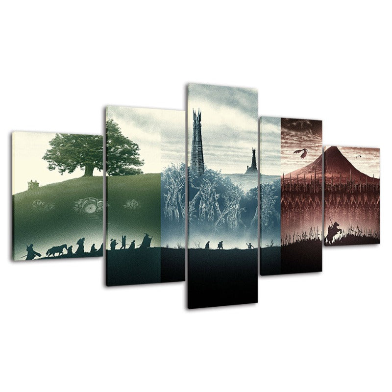 Stunning 5-Piece Black and White Landscape Canvas Set