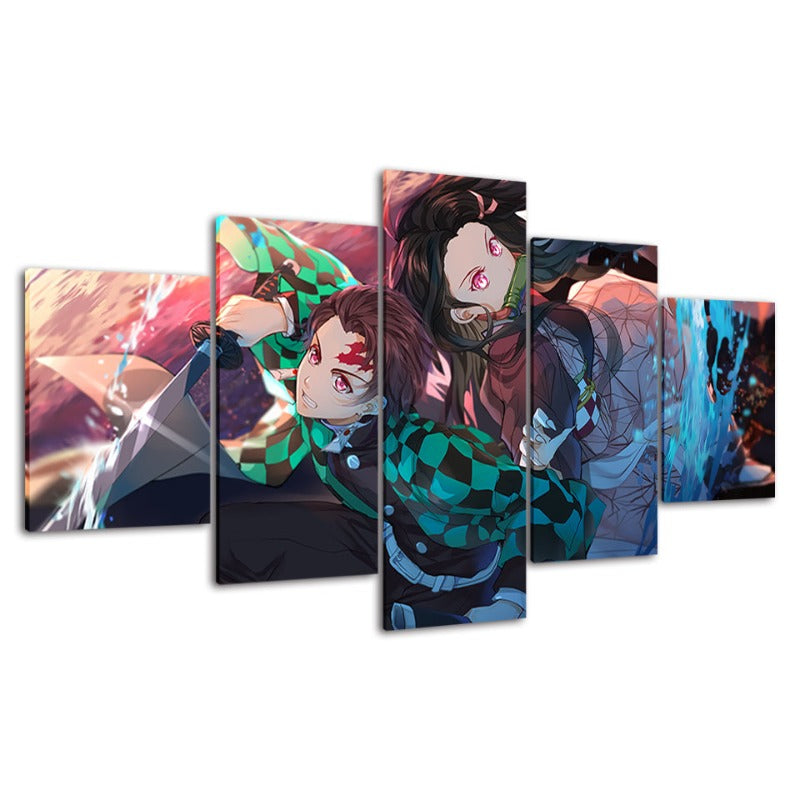 5-Piece Canvas Art Set - Anime Warrior Team Wall Decor