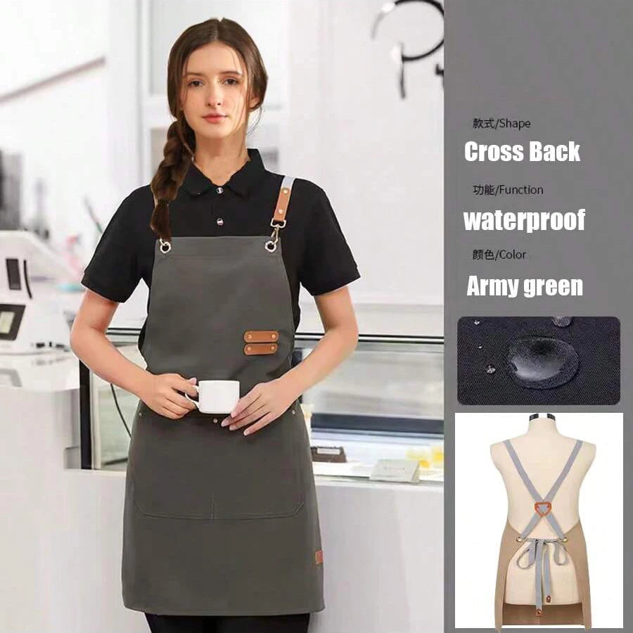 Unisex Waterproof Apron | Cross-Back Design | Adjustable Straps | Large Pockets