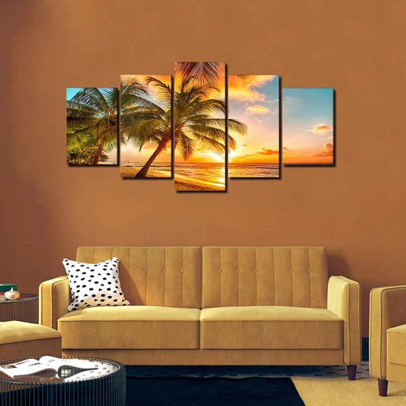 Stunning 5-Piece Beach Sunset Canvas Art Set