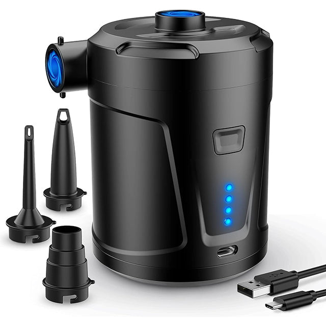Rechargeable Mattress Air Pump with Three Nozzle Attachments