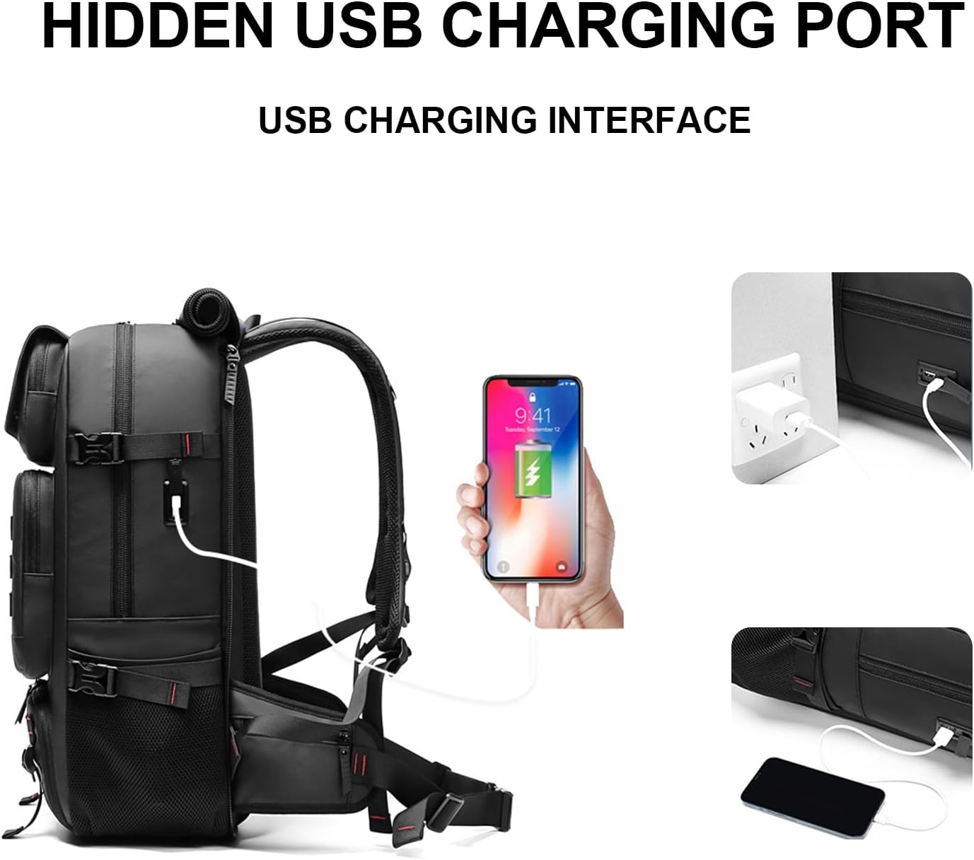 Waterproof 50L Travel Backpack featuring Shoe Storage and USB Port