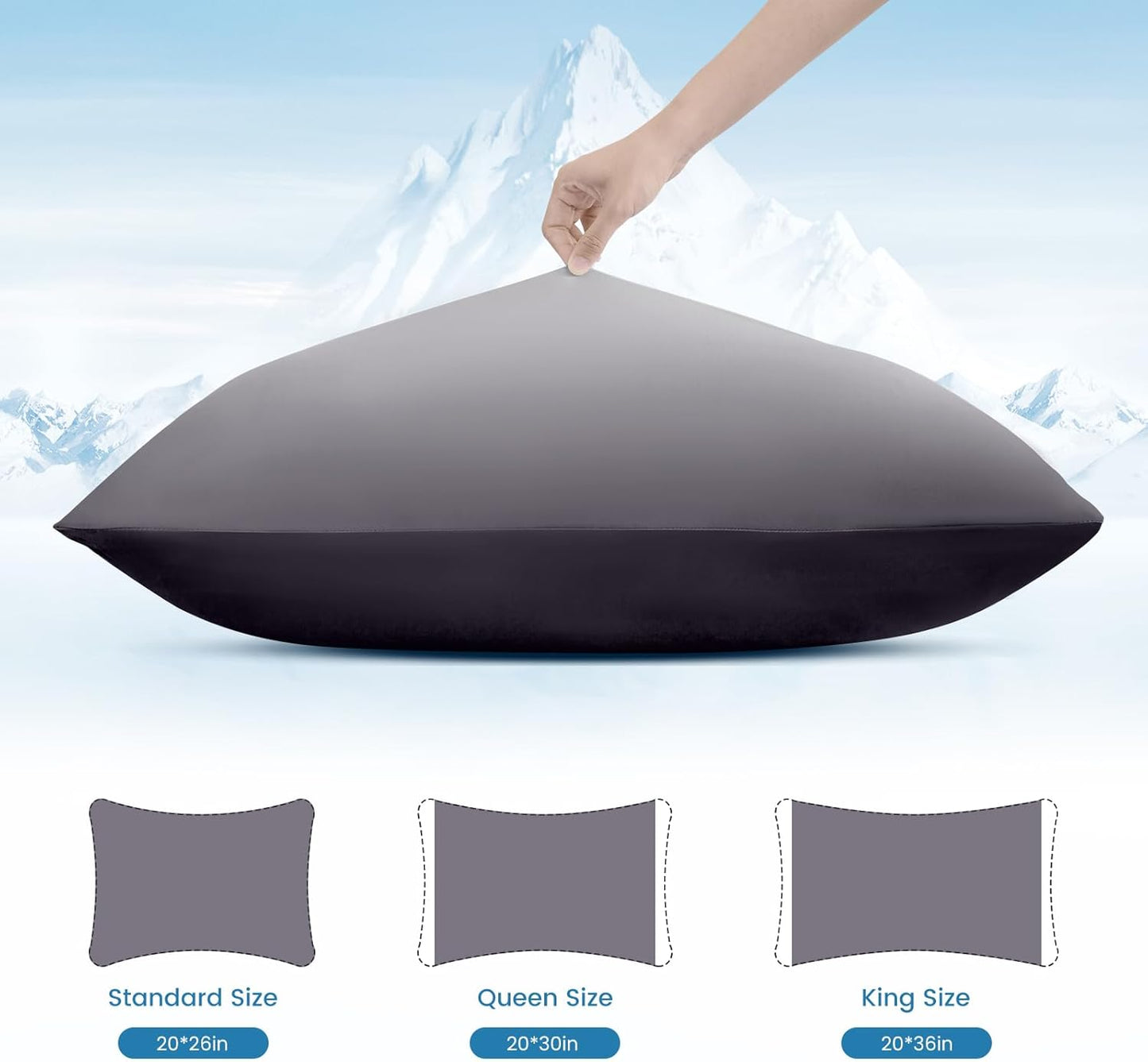 Set of 2 Gray Cooling Pillow Covers – Soft, Breathable, Hair & Skin Friendly