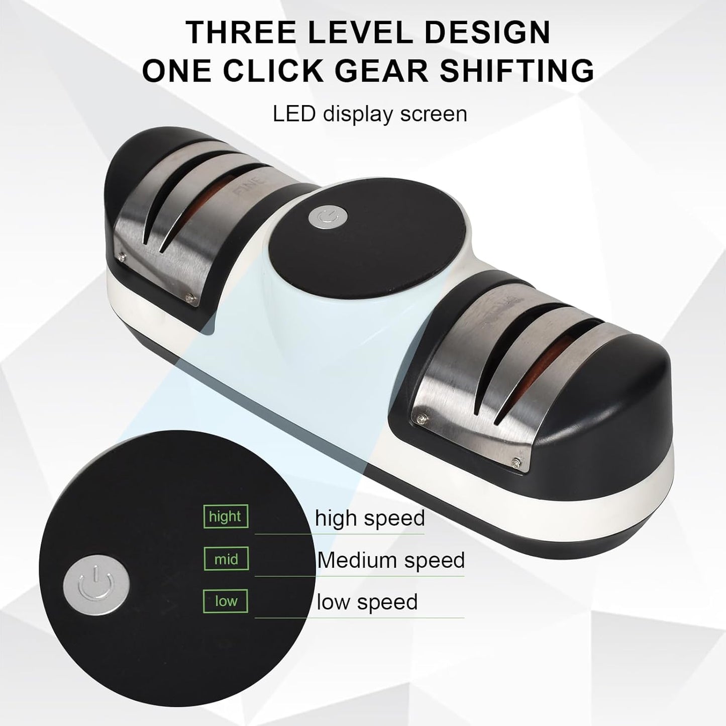 Electric Knife Sharpener with 3 Speed Settings and LED Indicator