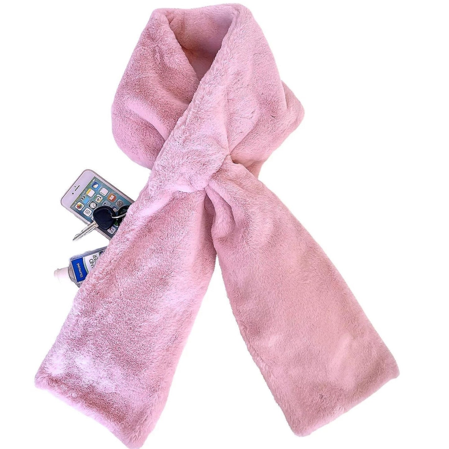 Chic Faux Fur Infinity Scarf with Hidden Zip Pocket