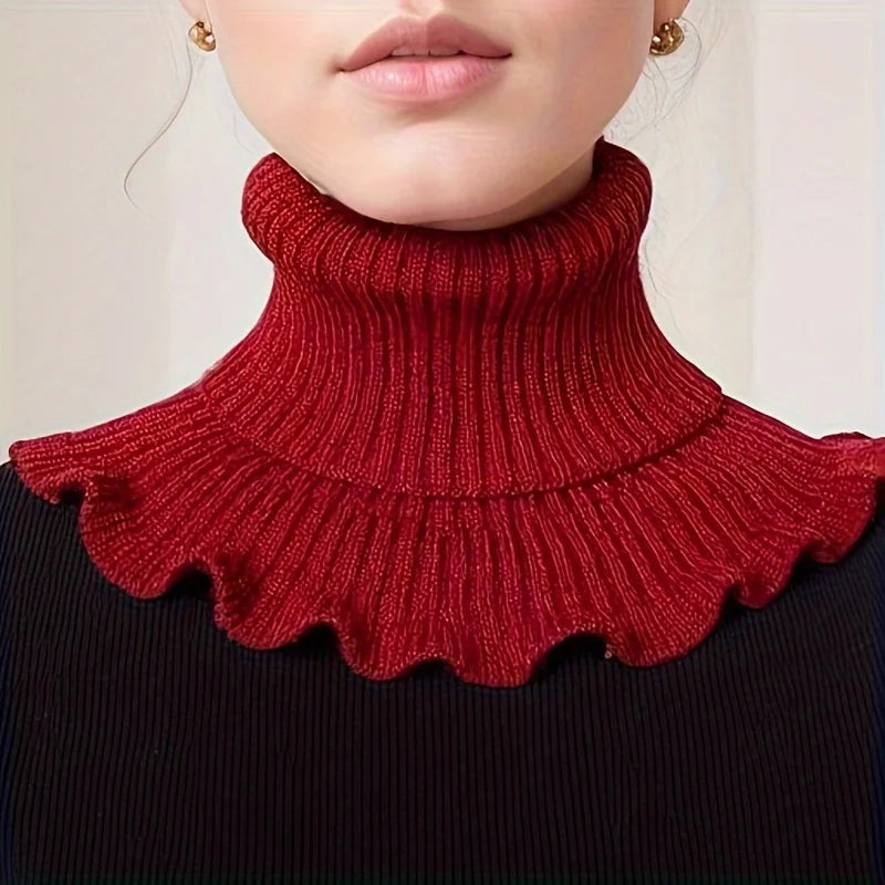 Black and White Knit Collar | Stylish Removable Ruffled Neckline | Soft, Warm and Elegant for Women | Fashionable Faux Collar