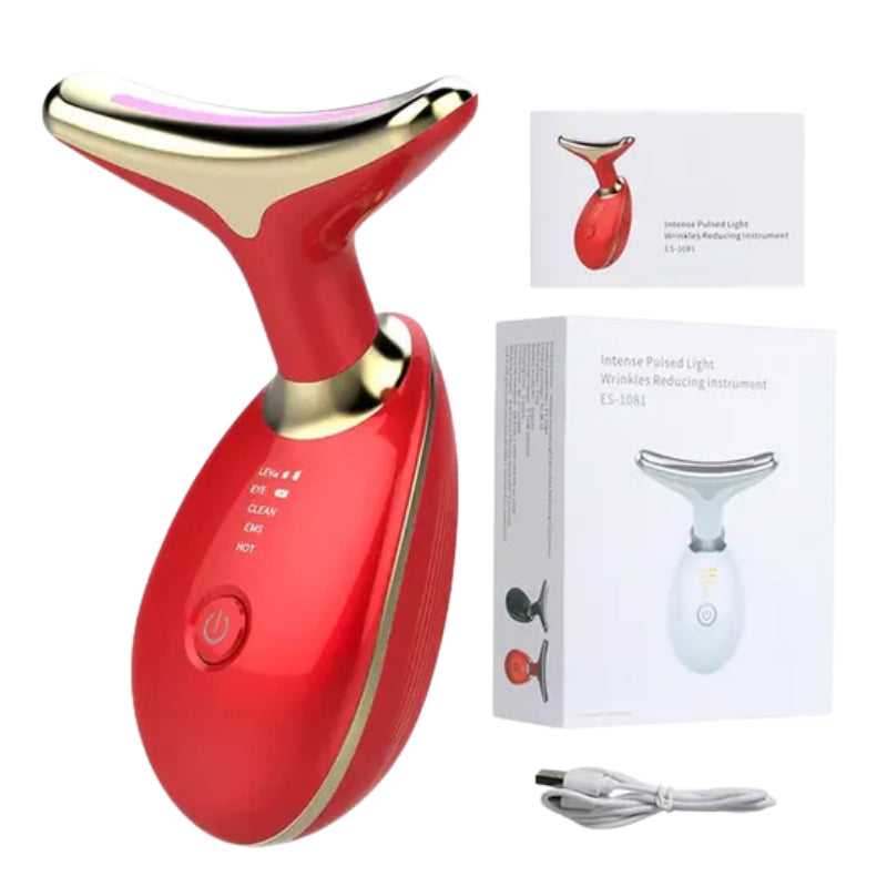 LED Light Therapy Facial and Neck Massager for Wrinkle Reduction