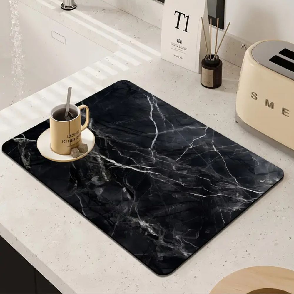 Elegant Marble Design Drying Mat for Effortless Cleanup
