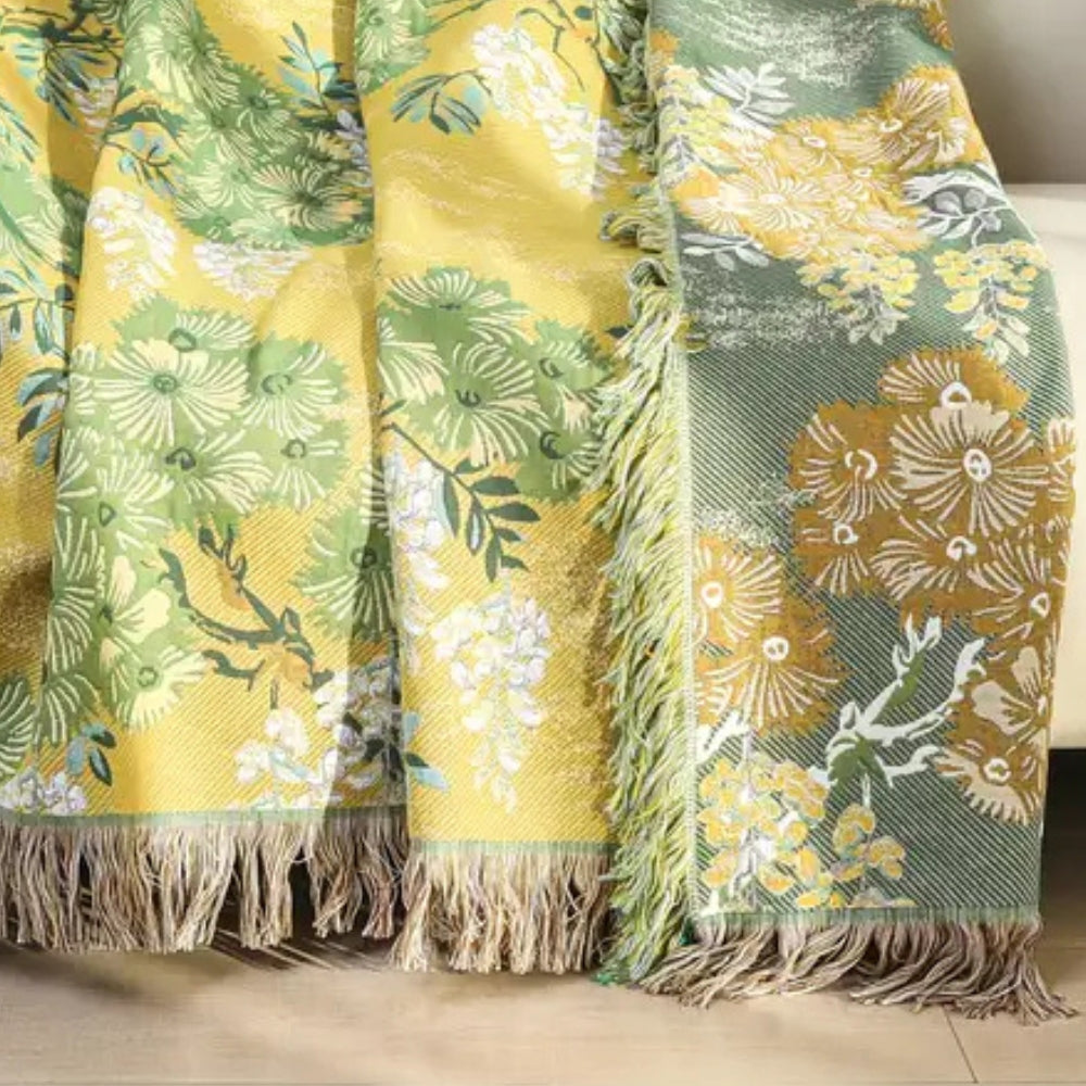 Elegant Cotton Throw Blanket with Mulberry Tree Design