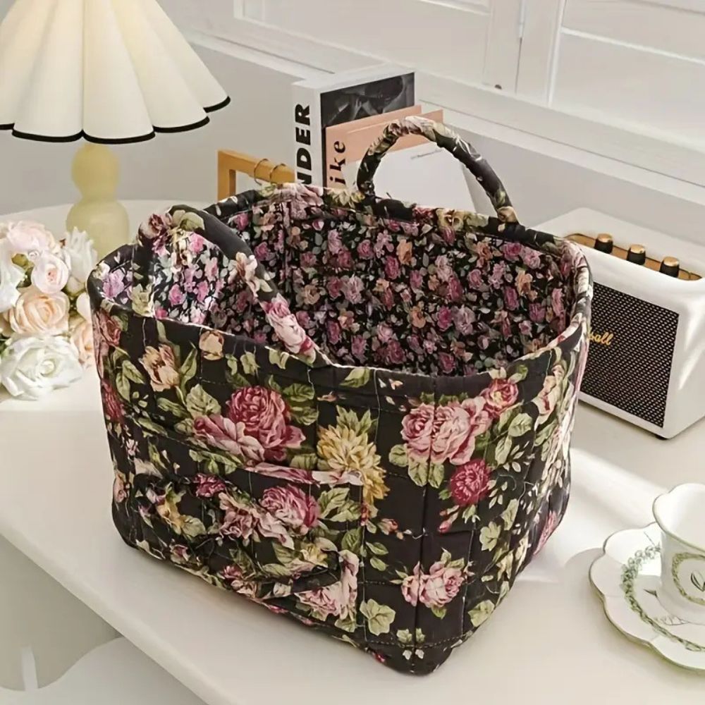 Elegant Floral Fabric Organizer Basket
