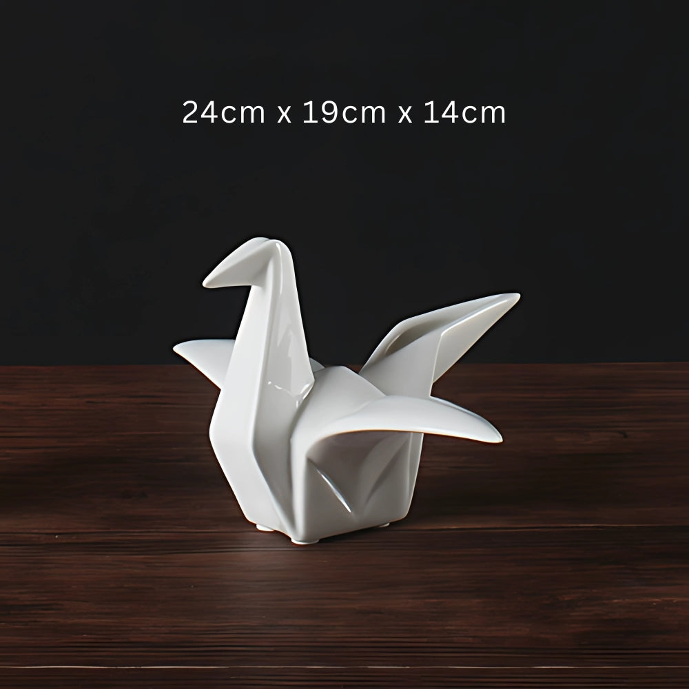 Elegant Origami-Style Ceramic Avian Sculpture