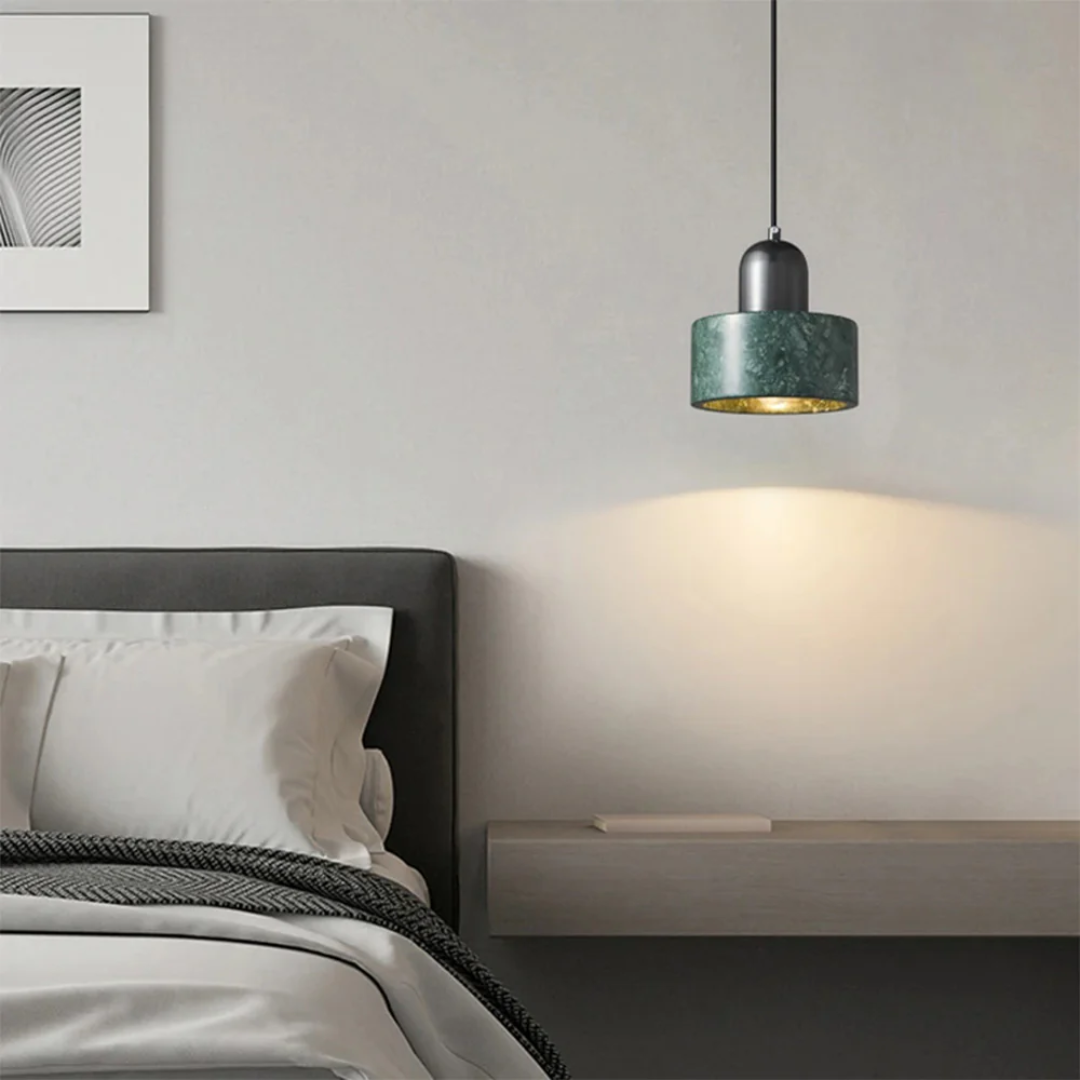 Modern Brass Hanging Lamp for Dining Room with Marble Pendant