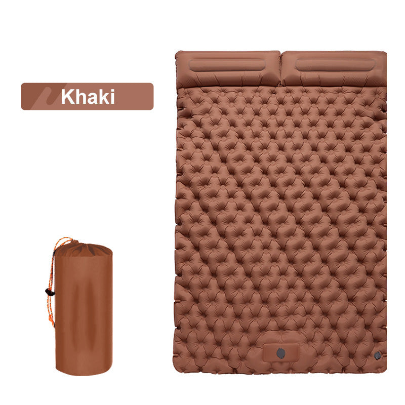 Self-Inflating Double Air Mattress for Camping with Built-in Pillows